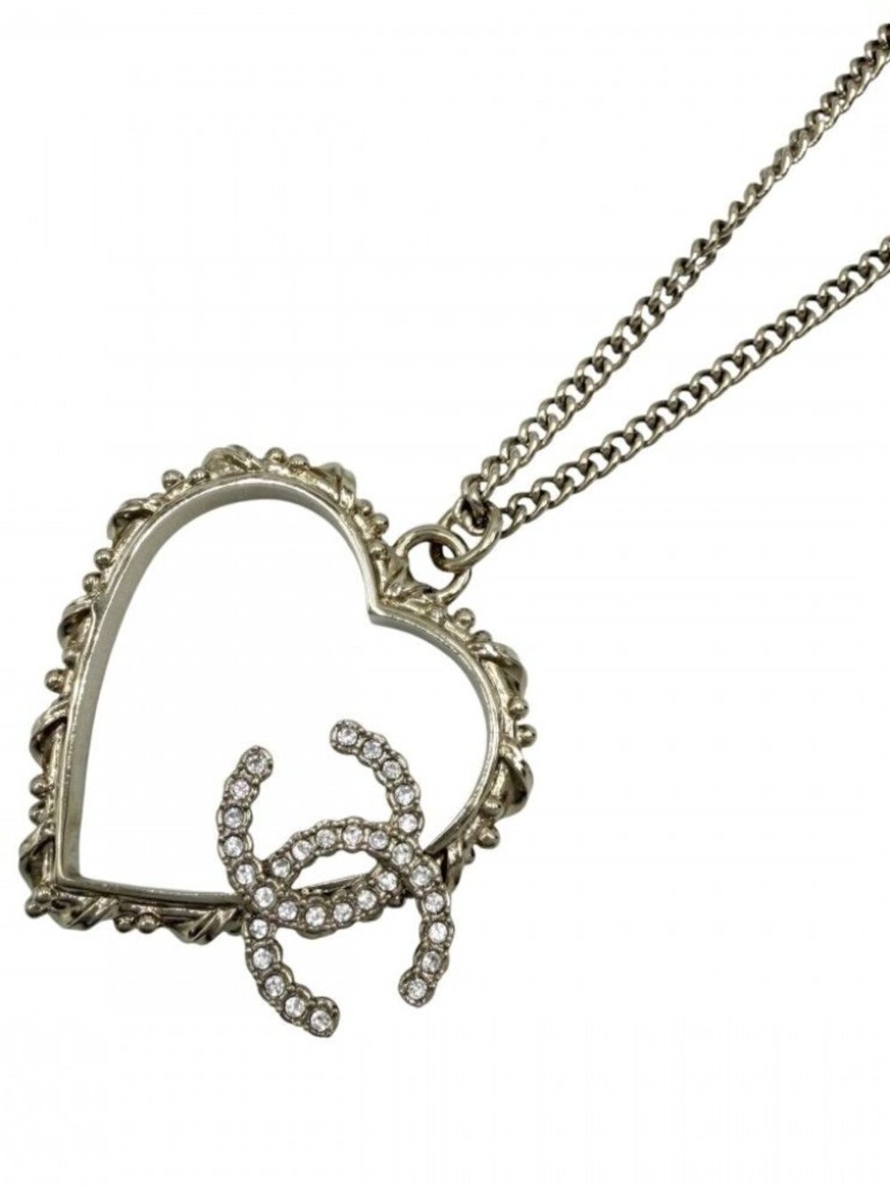 Chanel Necklace CC Logo Heart Pendant Star Chain Rhinestone Gold